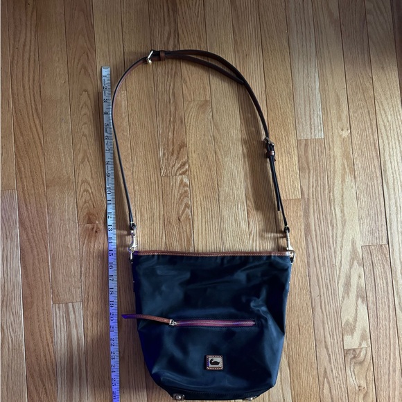 Dooney & Bourke Black with Brown Nylon Crossbody Hobo Bag.   NWOT - Picture 5 of 10